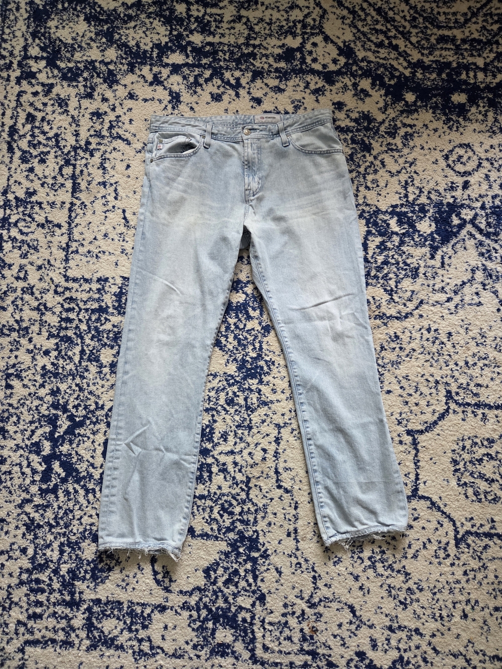 Ag Adriano Goldschmied Men's Pale Blue Slim Straight Jeans